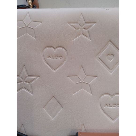 Chic Leather embossed Crossbody satchel Cream cognac Top handle classic luxury - Picture 5 of 12